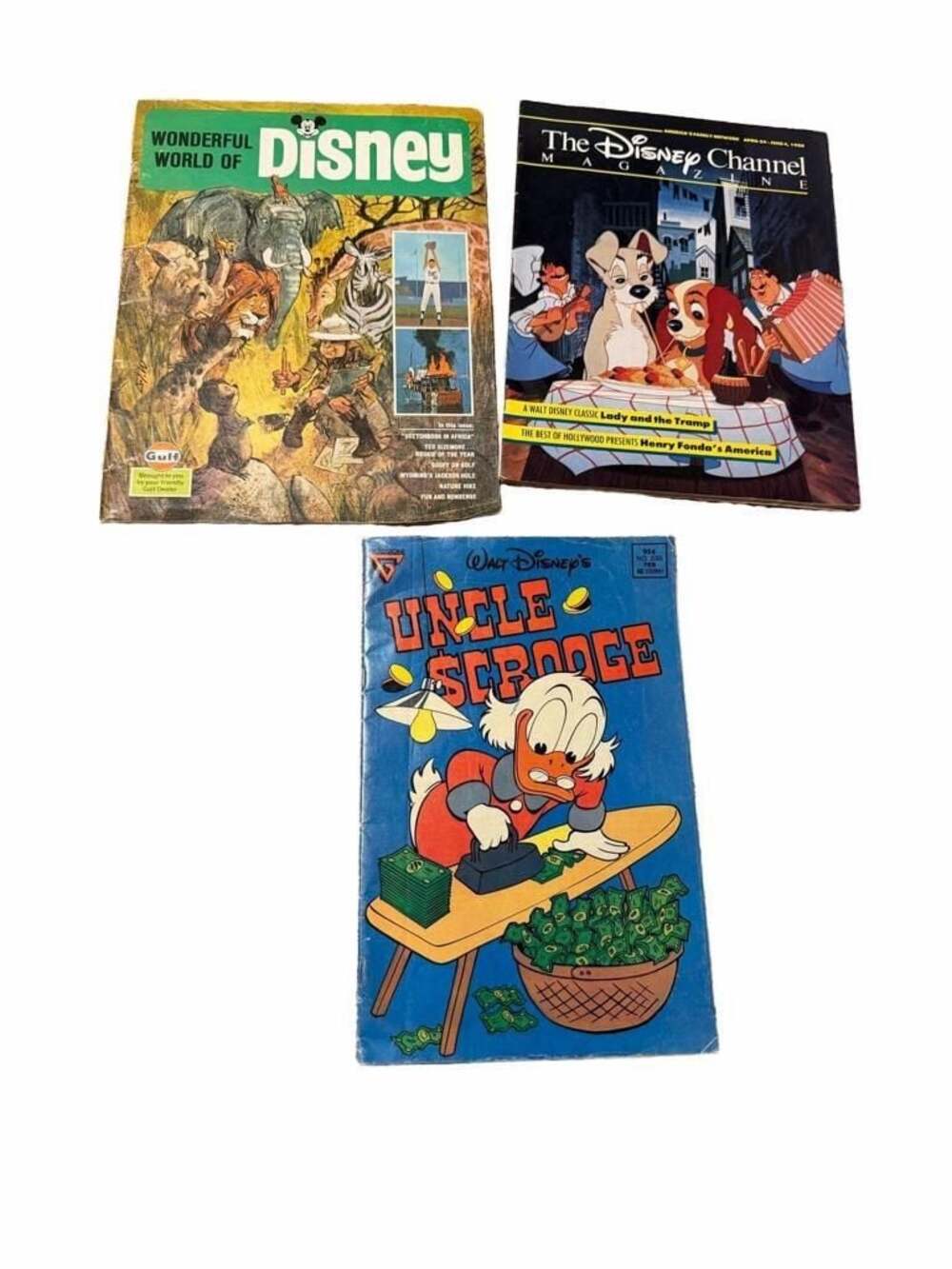 Vintage Walt Disney Comic Book and Magazines Assorted Lot of 3
